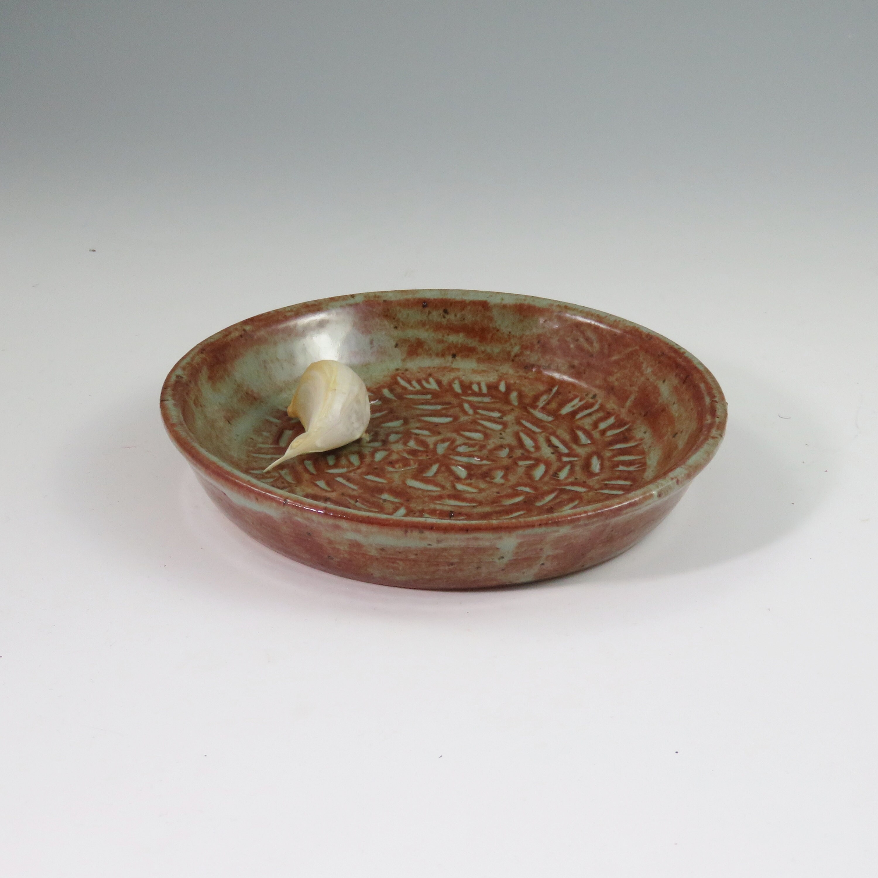 Pottery Garlic Grater Dish,Ceramic Garlic Grater,green Garlic Dish,Ready To Ship,Red Pottery
