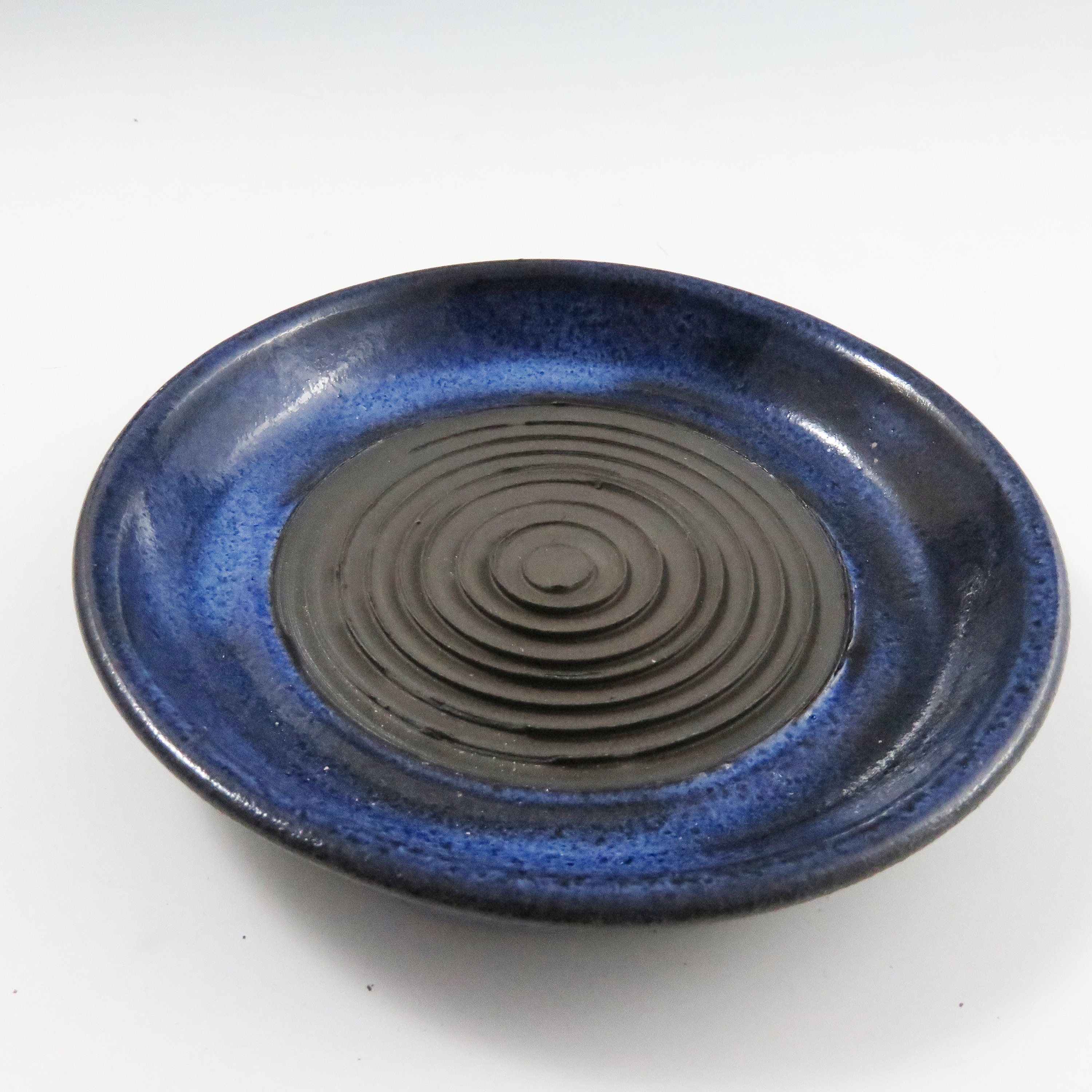 Pottery Garlic Grater Dish,Ceramic Garlic Grater Dish,blue Garlic Dish,Ready To Ship,blue