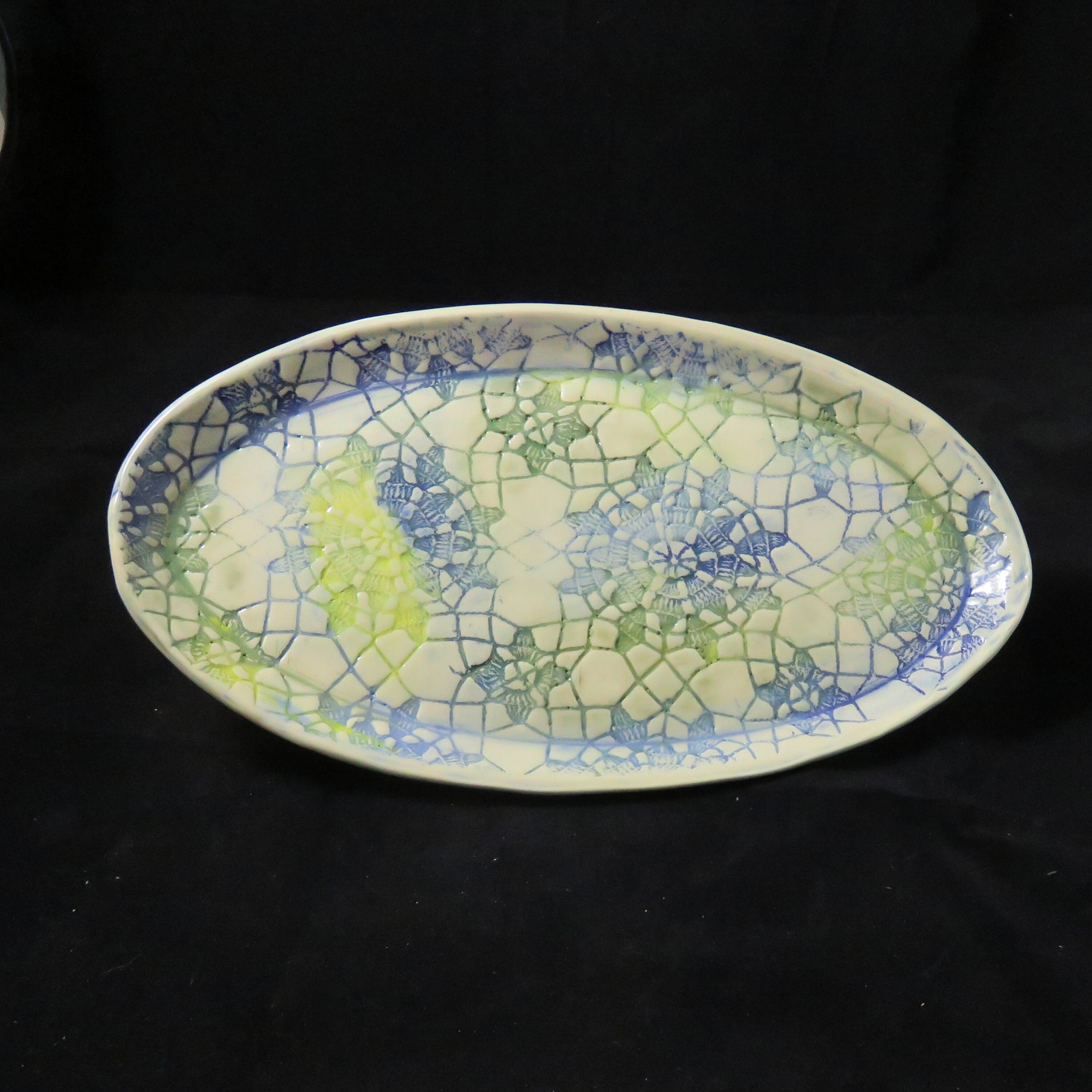 Blue Ceramic Serving Platter,Pottery Serving Tray,Pottery Platter, Blue
