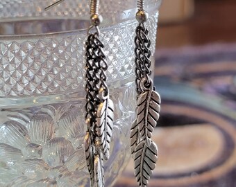 Feather and Chain Dangle/Drop earrings