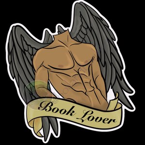 Book Lover Angel Variant Vinyl Decal - Artistic Winged Design, Perfect for Book Lovers, Home Decor, Adhesive Sticker, Gift for Readers