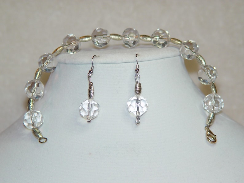 Clear Glass Bracelet /& Earrings Set B2