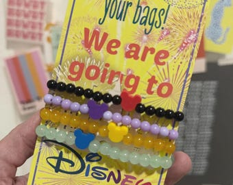 Set coordinato per la famiglia di Topolino / Personalizzato / Viaggio a sorpresa a Disneyland / Braccialetto per il ritorno a scuola / Sorpresa a Disney World