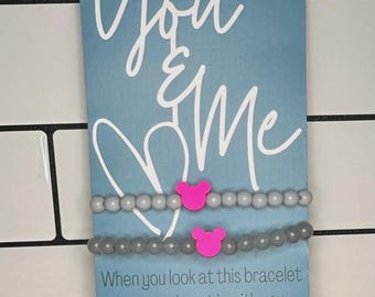 Braccialetto coordinato mamma e figlia, braccialetto di Topolino, braccialetto coordinato mamma e figlia, set di braccialetti per il ritorno a scuola, regalo di San Valentino