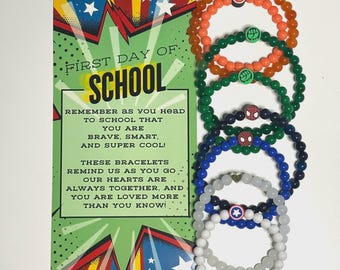 Set di braccialetti coordinati mamma e figlio, set di braccialetti coordinati mamma e figlio, mamma e mini, set di braccialetti per il ritorno a scuola, braccialetto per bambino dell'asilo