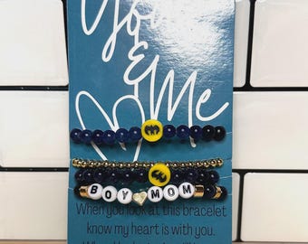 Braccialetti coordinati mamma-figlio con perline in oro 18 carati, set di braccialetti abbinati, braccialetti coordinati mamma e figlio, braccialetti coordinati per il ritorno a scuola, supereroi