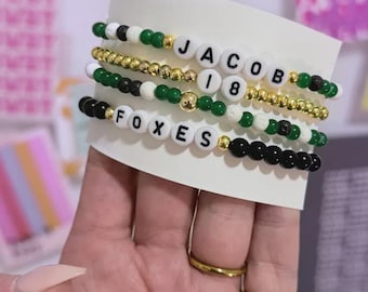 Braccialetti personalizzati a strati con i colori della squadra: placcati in oro 18 carati, colori della scuola.