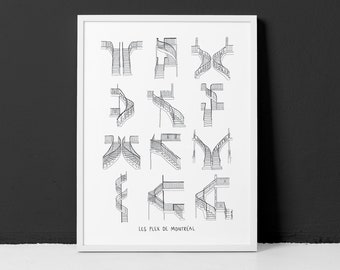 Montreal's Plex Outdoor Stairs / 18x24" Poster / Featuring the best and worst of Montreal on one poster! (frame not included)