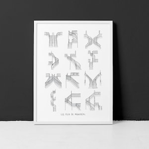 Les Escaliers de Plex de Montréal / Affiche 18x24" / Le meilleur et le pire de Montreal sur un poster! (cadre non inclus)