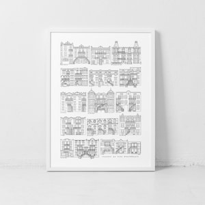 Façades de Plex Montréalais / Affiche 18x24 / Réels Plex de 13 rues & 7 quartiers différents