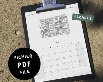 PLEX FACADES / 2024 Calendar - Digital PDF 8.5x11 - Black&White - Get it now, Print it, Use it!