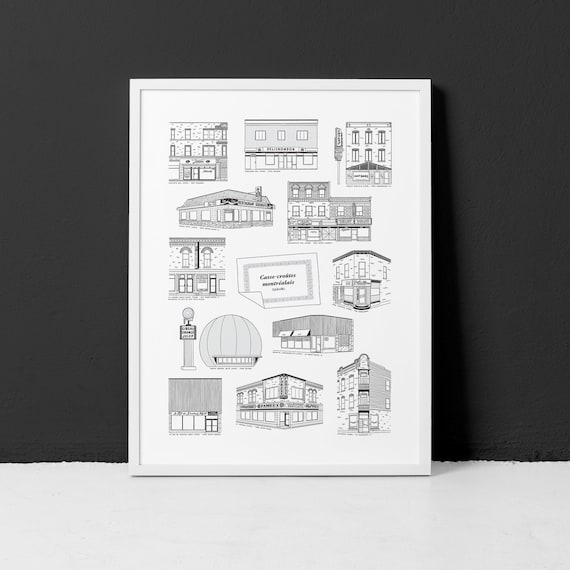 Montreal's Delis and Snackbars / 18x24 Poster / The best spots around Montreal for good nostalgic food (frame not included)