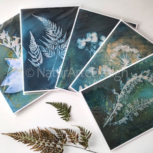 5 cartes de vœux imprimées botaniques 14 cm x 19 cm