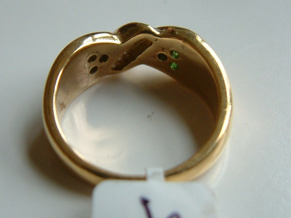 Estate Emerald  & Diamond twist band ring, solid … - image 4