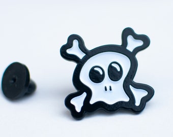 BURA 'Happy Skull' Pin - Enamel Pin - Black and White