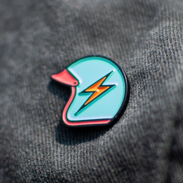 Lightning Motorcycle Helmet Pin Lapel Brooch - Blue