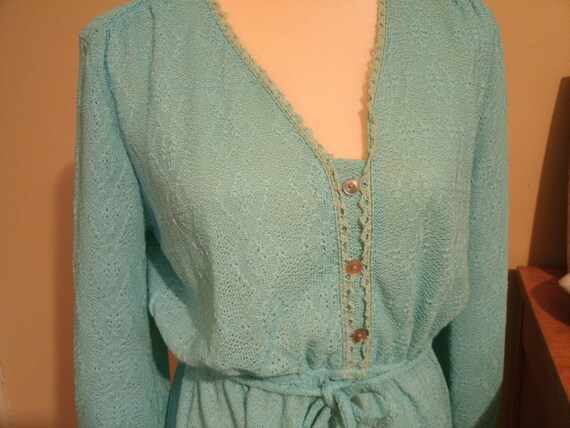 Aqua Blue Knit Dress Vintage 60s ILGWU - image 2