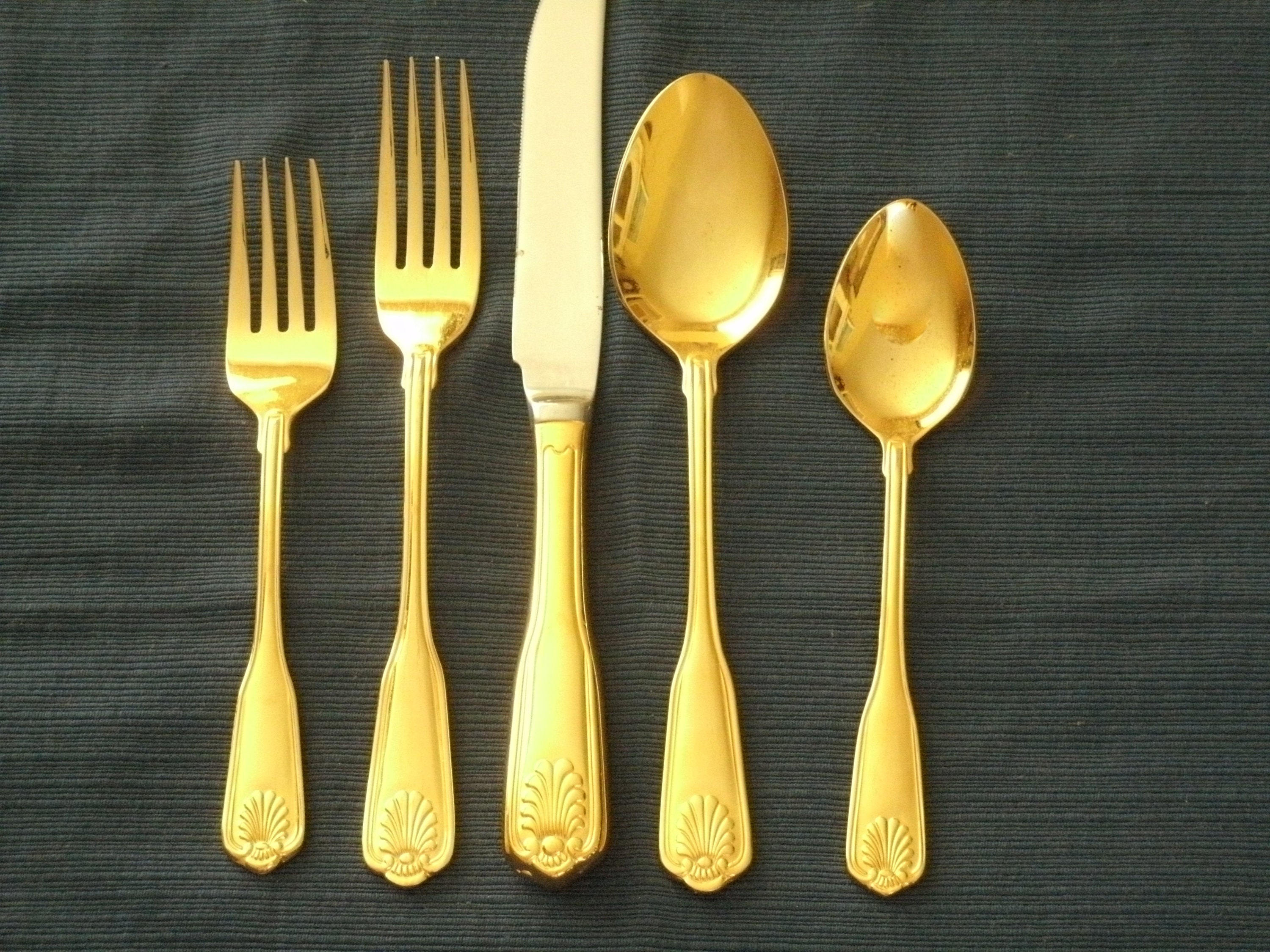 flatware set in brushed gold & black | parker + gibbs