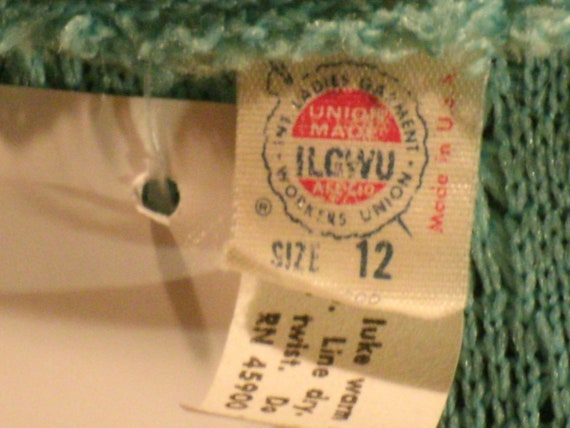 Aqua Blue Knit Dress Vintage 60s ILGWU - image 5