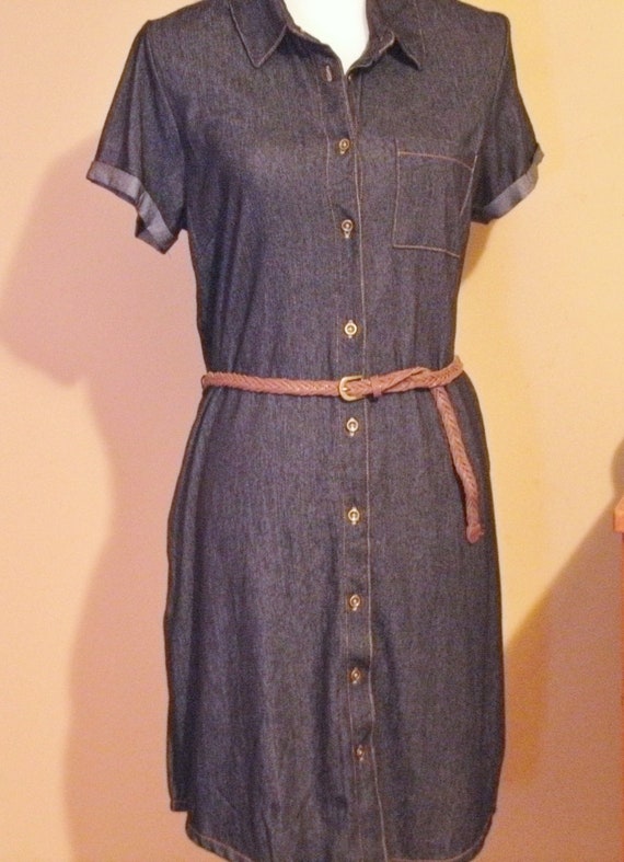 stretch denim shirt dress