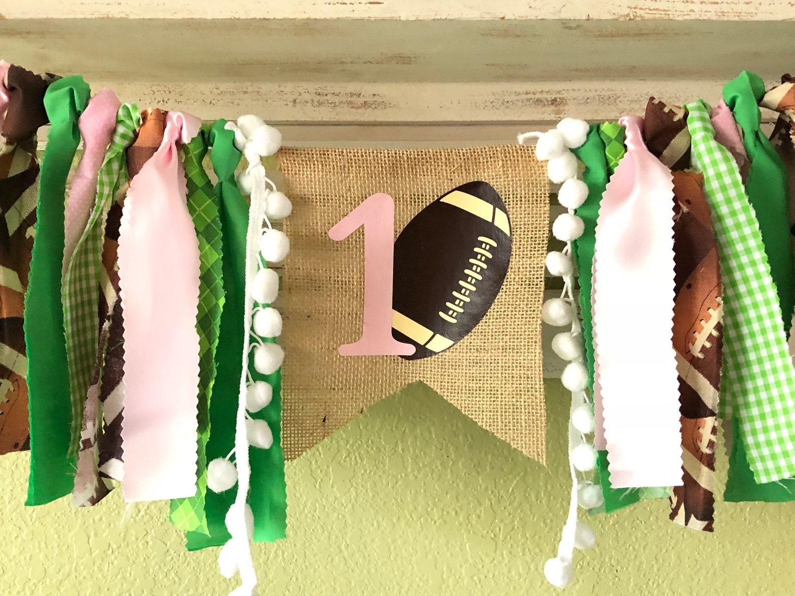 Girls First Birthday Football Party Decorations Rag Garland Etsy
