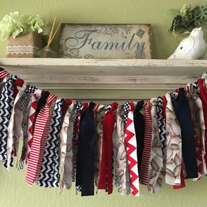 Baseball banner Baby boy shower banner baseball garland Banner Rag Garland Baby shower Highchair Banner -  Shabby chic decor baseball decor