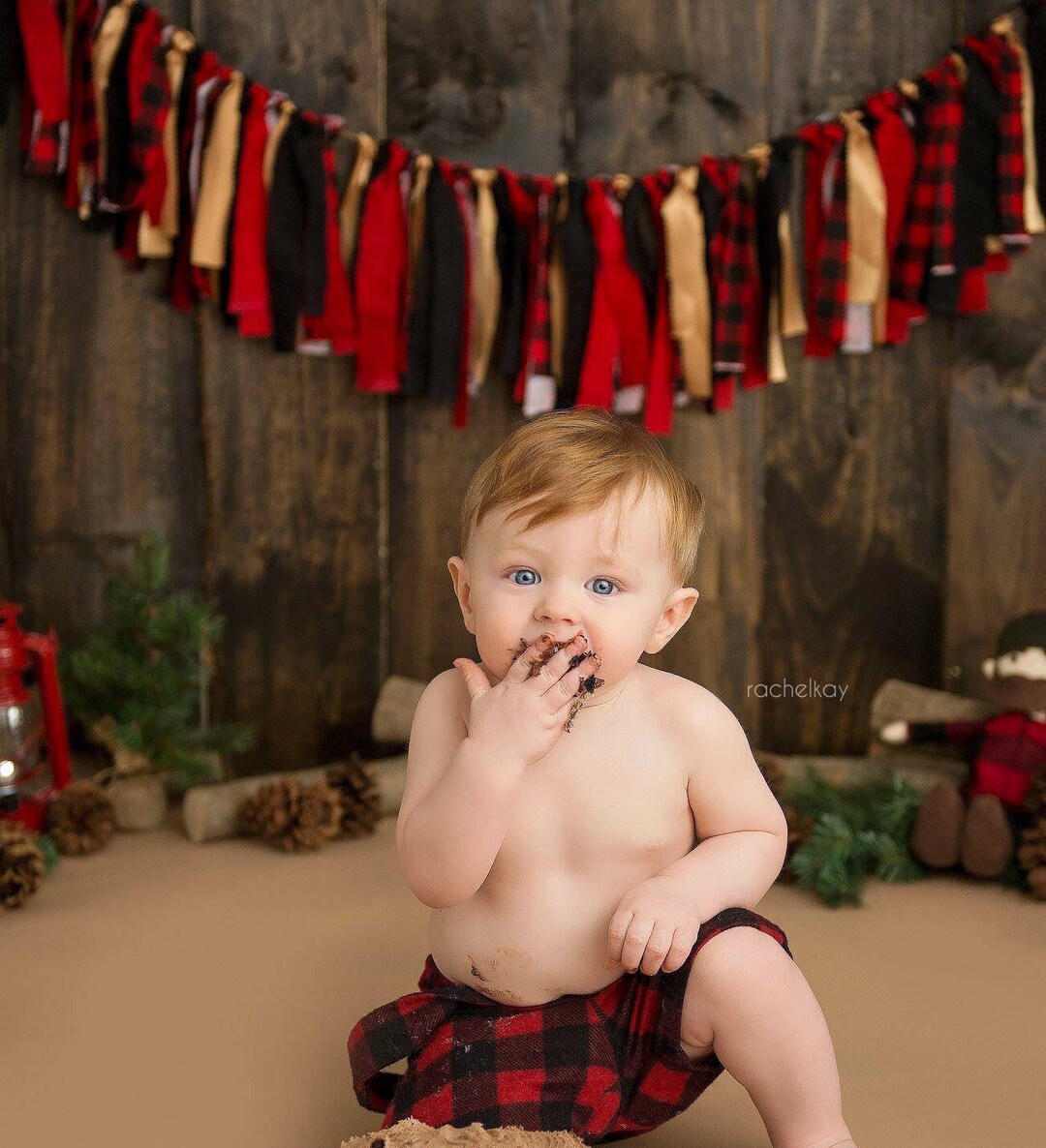 Buffalo Plaid Garland - Red Black Gold Banner Buffalo Plaid Party ...