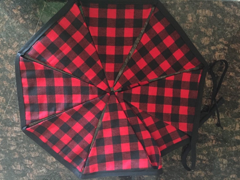 Buffalo plaid party decorations Lumberjack Red and Black Buffalo Plaid Check Bunting Banner festive photo prop cake smash