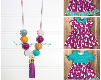 Llama Rama Tassel Necklace-Plum Turquoise Mustard White Tassel-M2M Eleanor Rose-Baby-Toddler-Girls-Women