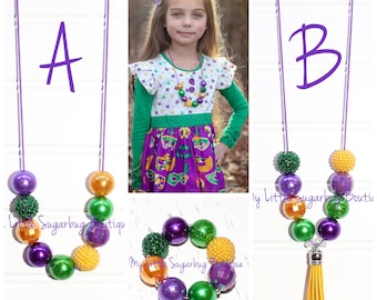 Collana Mardi Gras Surprise - Cordino o nappa - Collana Mardi Gras - Viola, Verde e Oro - Collana New Orleans - Martedì Grasso - Neonata - Bambina - Donna