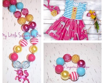 Unicorn Meadows Chunky Necklace-Bubblegum Necklace-Baby-Toddler-Girls-Women