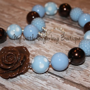 Collier épais bleu et marron-Collier chewing-gum-Bébé-Bambin-filles-Femmes