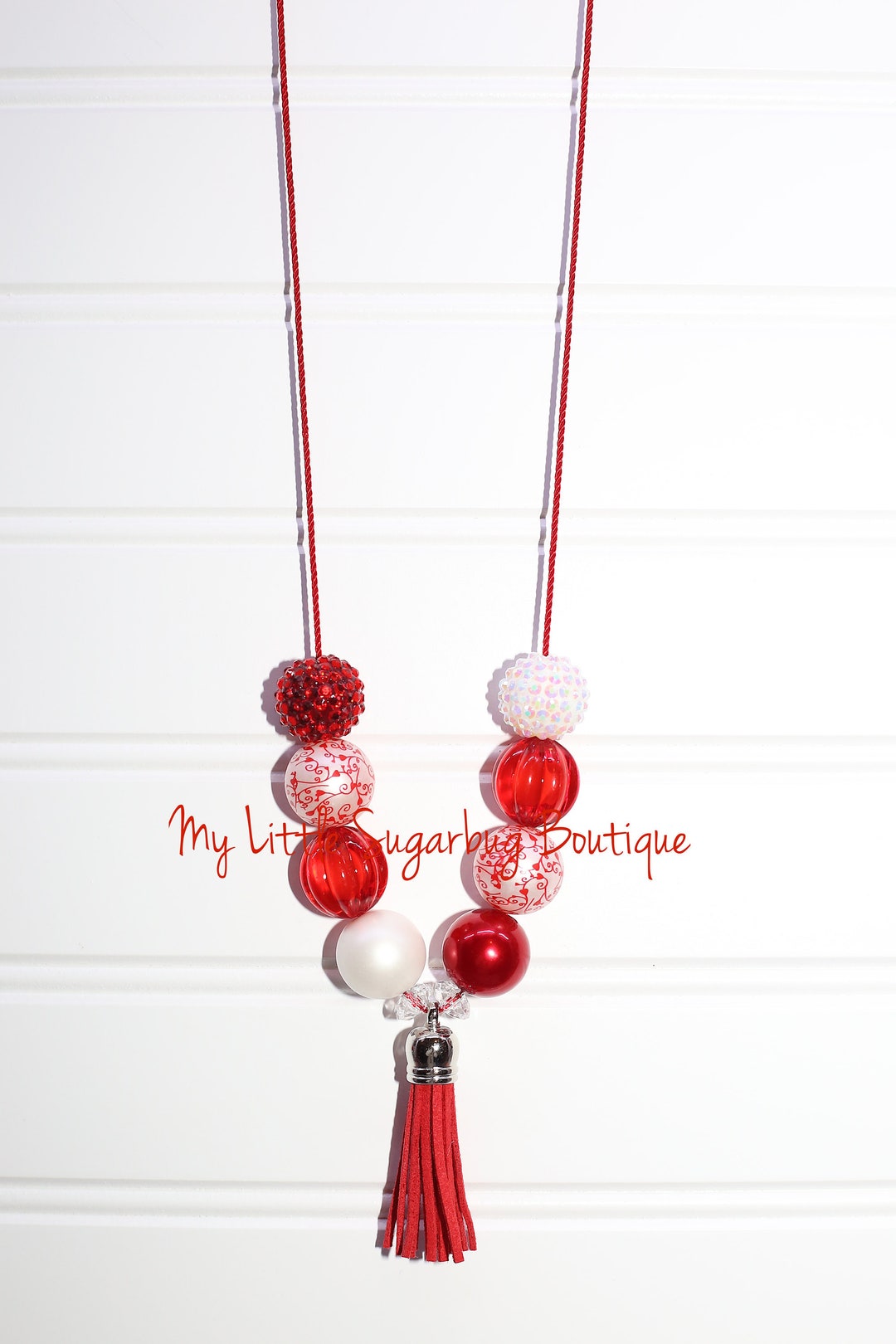 Beloved Tassel Necklace-valentine Necklace-red Heart Necklace-red and ...