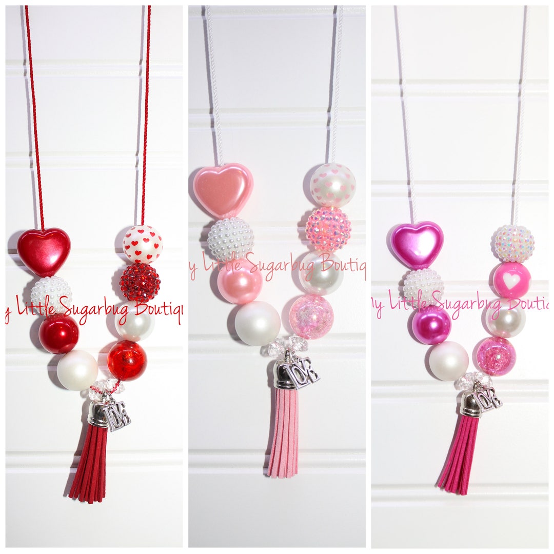 Loving Heart Tassel Necklace-choose Red Light Pink or Hot Pink ...