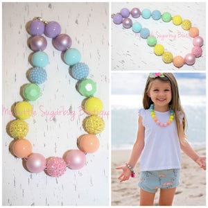 Pastel Rainbow Chunky Necklace-Easter Chunky Necklace-Bubblegum Necklace-Baby-Toddler-Girls-Women
