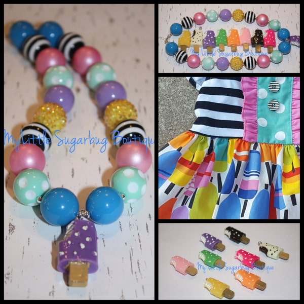 Collar grueso de paleta - Collar de verano - Collar de cumpleaños de paleta - Collar de chicle - Bebé - Niña - Mujer