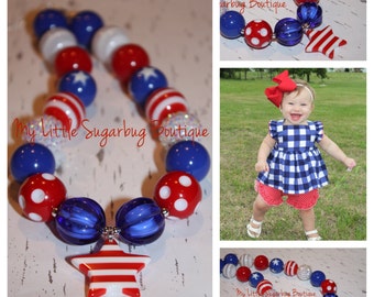 Patriotic 2.0 Chunky Necklace-Bubblegum Necklace-Baby-Toddler-Girls-Women