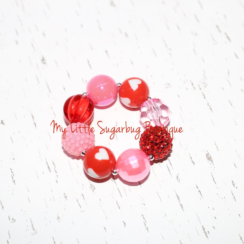 Roses Are Red Chunky Necklace-Valentines Necklace-Red and Pink Necklace-M2M Eleanor Rose-Bubblegum Necklace-Baby-Toddler-Girls-Women