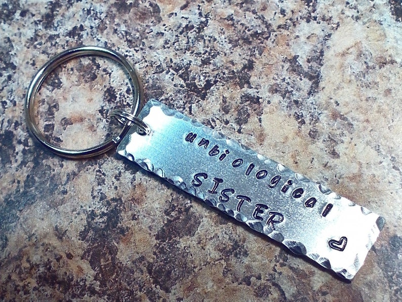hand stamped BFF jewelry best friend gift soul sisters Unbiological sister key chain