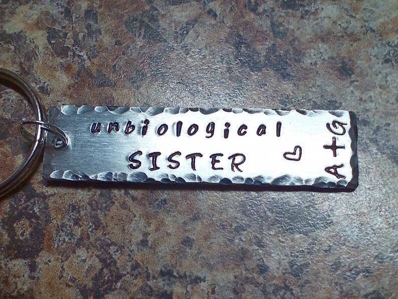 hand stamped BFF jewelry best friend gift soul sisters Unbiological sister key chain