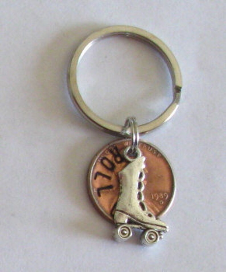 Roller skate key chain roller derby jewelry hand stamped Etsy