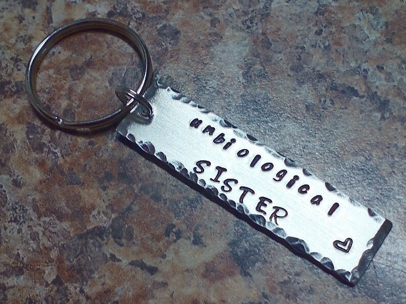 hand stamped BFF jewelry best friend gift soul sisters Unbiological sister key chain