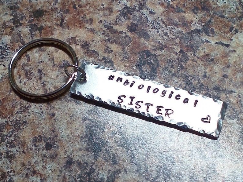 hand stamped BFF jewelry best friend gift soul sisters Unbiological sister key chain