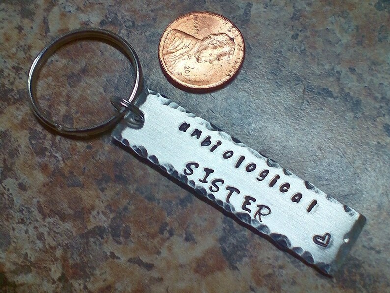 hand stamped BFF jewelry best friend gift soul sisters Unbiological sister key chain