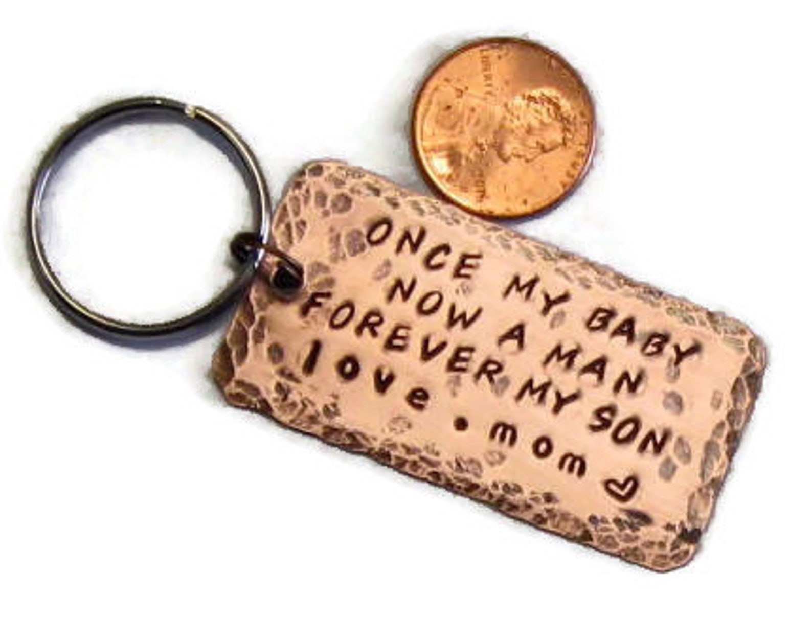 Gift for son distressed copper key chain tag hand stamped Etsy