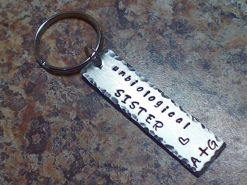 hand stamped BFF jewelry best friend gift soul sisters Unbiological sister key chain