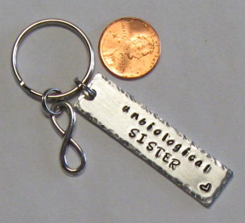 hand stamped BFF jewelry best friend gift soul sisters Unbiological sister key chain
