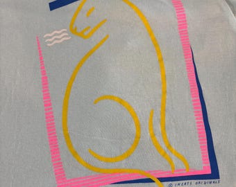 Camicia da notte vintage anni '80 Incats Originals Le Chat Cat, nuova con etichette, taglia unica.