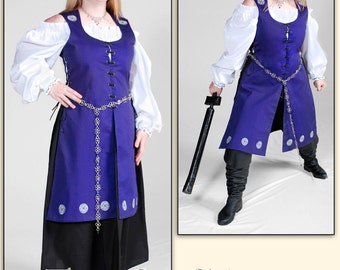 Ladies Celtic knot embroidered Long Vest for Faire or LARP