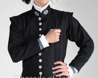 Nobleman's Outfit, 3 pieces - Doublet with sleeves, shirt, pants. Celtic knotwork embroidered and handmade.